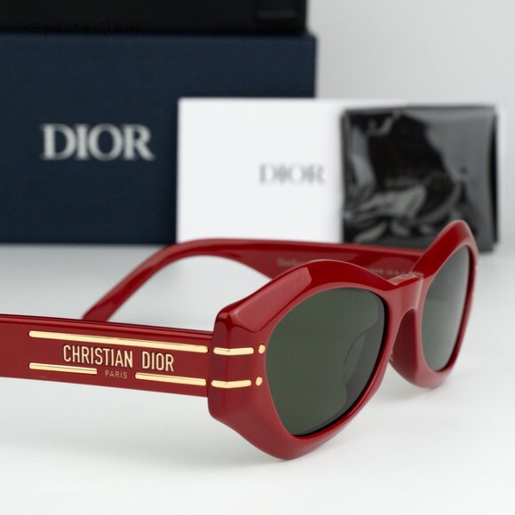 BRAND NEW Dior DIORSIGNATURE B1U 35C0 Shiny Red Green Women Butterfy Sunglasses - Picture 1 of 11
